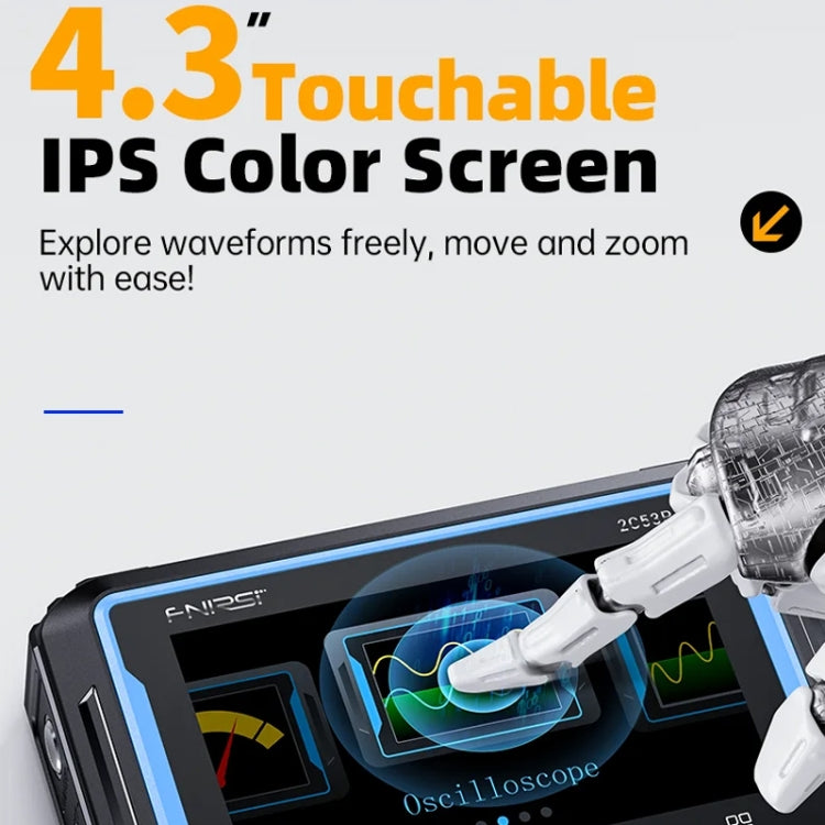 FNIRSI 2C53Pデュアルチャネルフラットパネルデジタルオシロスコープマルチメーター信号発生器3イン1、2C53P