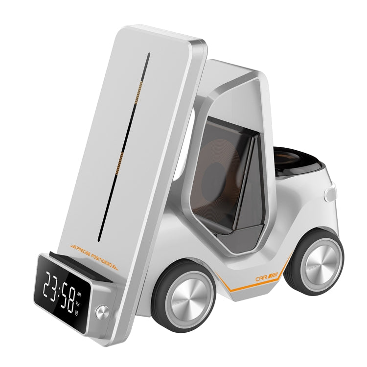 T20 5-in-1 車型デスクトップアラームクロック ワイヤレス充電器 大気ライト付き ホワイト、グレー、イエロー、オレンジ