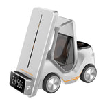 T20 5-in-1 車型デスクトップアラームクロック ワイヤレス充電器 大気ライト付き ホワイト、グレー、イエロー、オレンジ