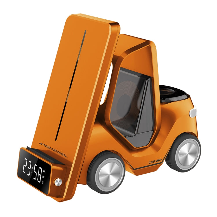 T20 5-in-1 車型デスクトップアラームクロック ワイヤレス充電器 大気ライト付き ホワイト、グレー、イエロー、オレンジ