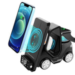 T20 5-in-1 車型デスクトップアラームクロック ワイヤレス充電器 大気ライト付き ホワイト、グレー、イエロー、オレンジ