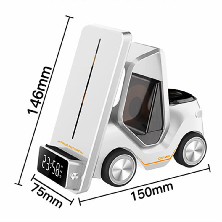 T20 5-in-1 車型デスクトップアラームクロック ワイヤレス充電器 大気ライト付き ホワイト、グレー、イエロー、オレンジ
