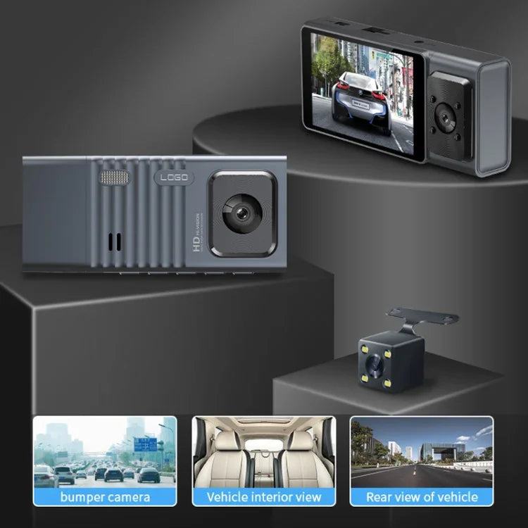 3カメラレンズ 3インチ IPSスクリーン WiFi 車載ダッシュカム 1080P ナイトビジョン ダッシュカメラ、32G、64G