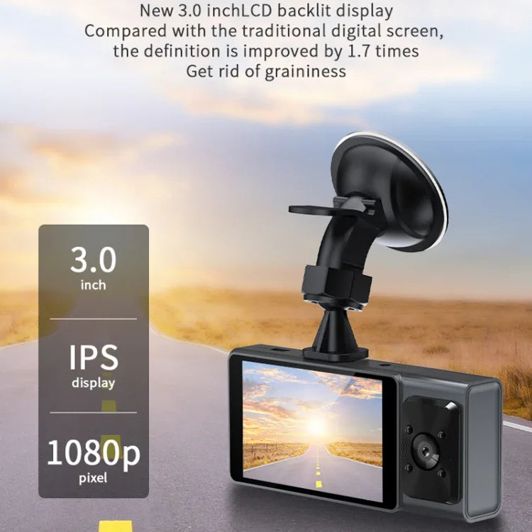 3カメラレンズ 3インチ IPSスクリーン WiFi 車載ダッシュカム 1080P ナイトビジョン ダッシュカメラ、32G、64G
