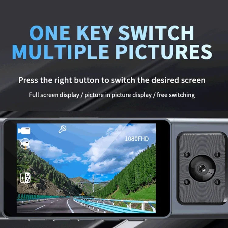 3カメラレンズ 3インチ IPSスクリーン WiFi 車載ダッシュカム 1080P ナイトビジョン ダッシュカメラ、32G、64G