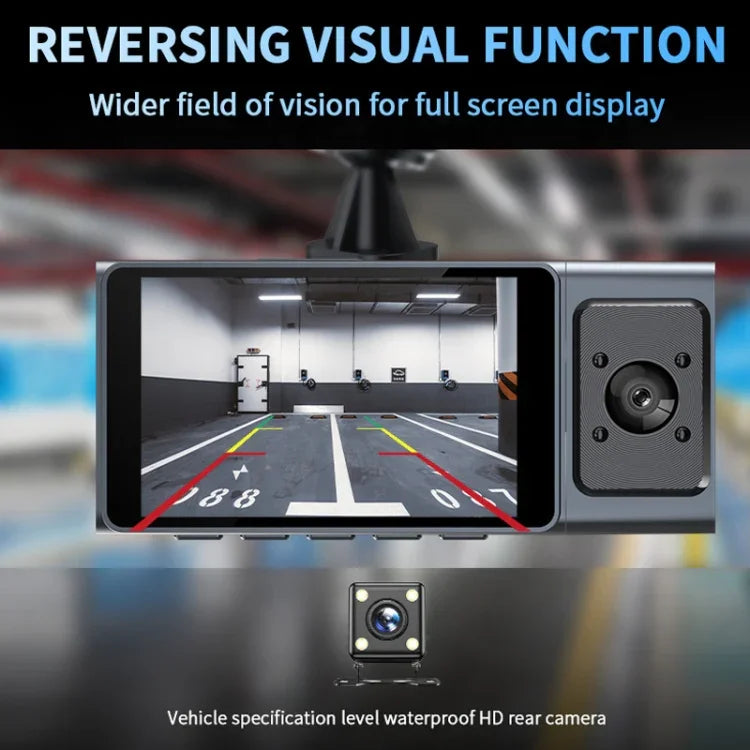 3カメラレンズ 3インチ IPSスクリーン WiFi 車載ダッシュカム 1080P ナイトビジョン ダッシュカメラ、32G、64G