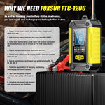 FOXSUR Cars Motorcycles 12V Lithium Cattery Charger With Battery Detection, US Plug, EU Plug, UK Plug, AU Plug