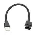 USB-Aオスから9ピンマザーボード内蔵RGBデータ外部Uポートアダプターケーブル, USB-Aオスから9ピン