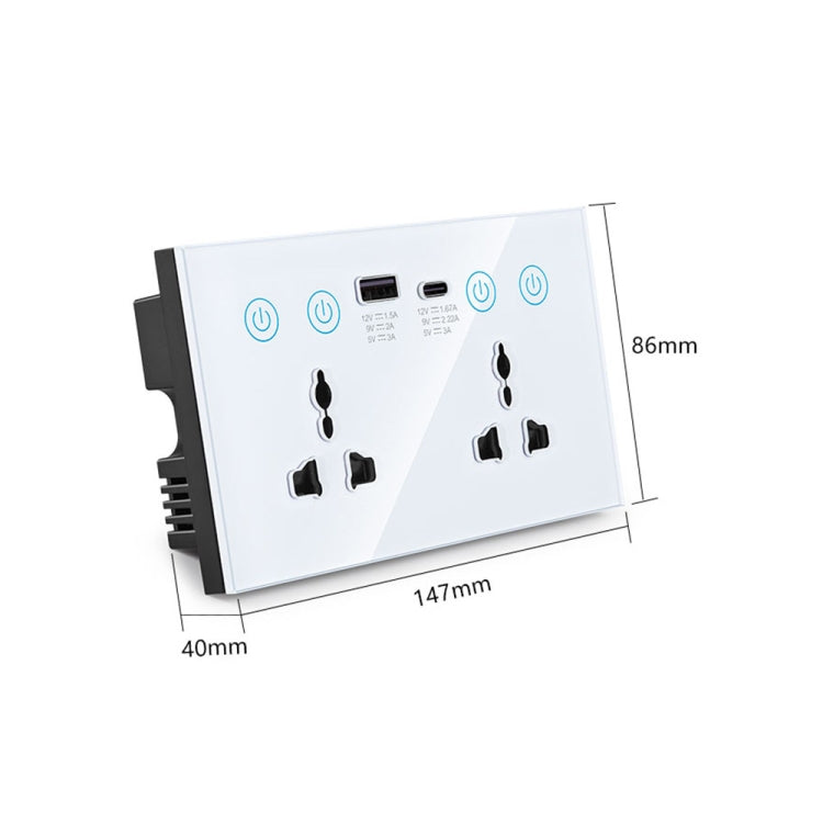 スイッチ付きGraffitiスマートソケット USB+Type-Cデュアルポート リモートコントロールソケット、UKプラグ、WiFiホワイト、WiFiブラック、ZigBeeホワイト、ZigBeeブラック