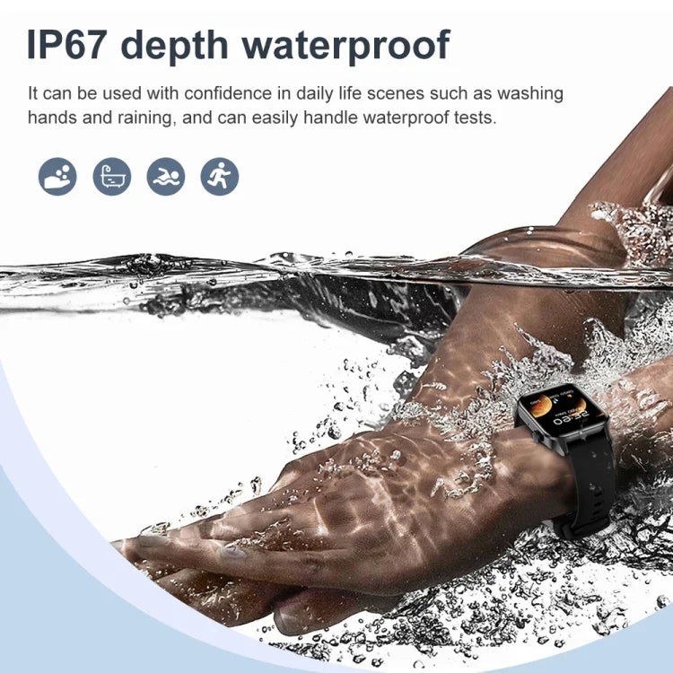 T12Pro 1.85インチ IP67 防水 スポーツ健康モニタリング Bluetooth通話スマートウォッチ