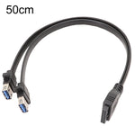 マザーボードUSB3.0パネルケーブル フロント19ピンからデュアルポートAメスデータフラットケーブル, 30cm, 50cm, 80cm