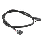 マザーボードUSB 9ピンからType-Cエルボーデータケーブル 編組ネットワークケーブル, 60cmエルボー