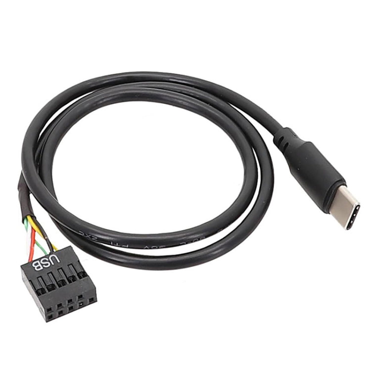 マザーボードUSB 9ピンからType-Cストレートデータ二重シールドケーブル, 50cmストレート