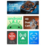 LOKMAT APPLLP 4 MAX 2.02インチ Android 8.1 フルネットワーク Wi-Fi カード Bluetoothスマートウォッチ、4G+64G（シルバー）、4G+64G（ネイビーブルー）