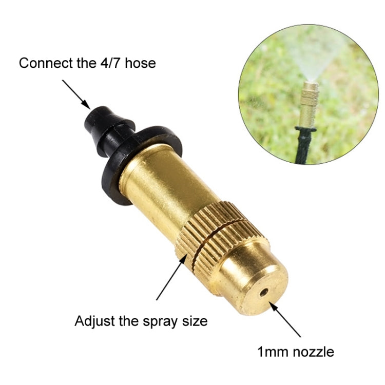 2個セット 4/7mm バーブ付きアトマイジングスプレーノズル 園芸・温室灌漑用マイクロスプレーヘッダー、ブロンズヘッド