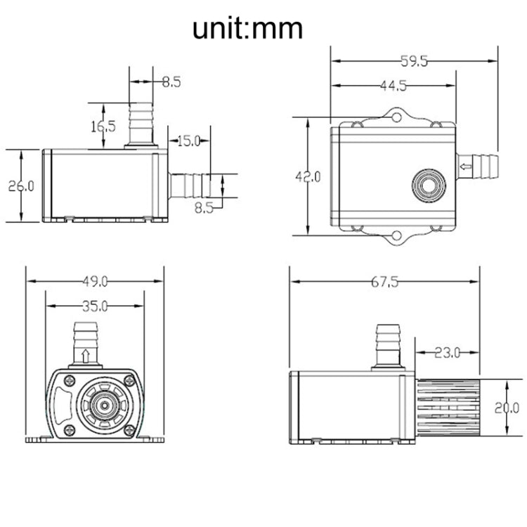DC12V マイクロブラシレス冷水循環噴水ポンプ、QR50C