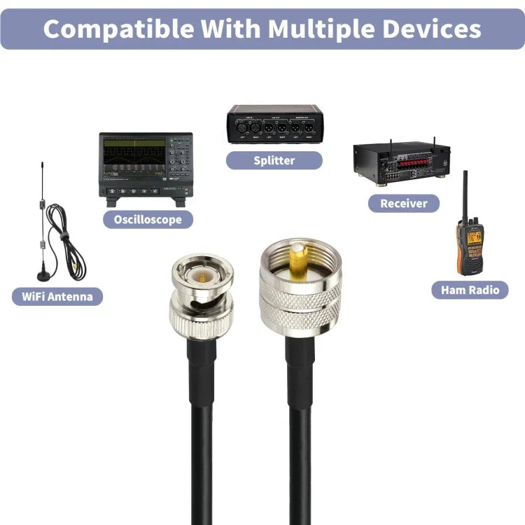 BNC オス から UHF オス RG58 アダプターケーブル、0.5m、1m、2m、3m、5m、8m、10m
