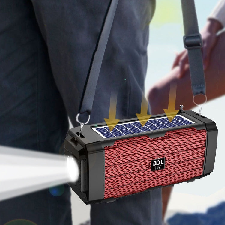 BDL-187 LEDライト ソーラー ワイヤレス Bluetoothスピーカー ポータブル アウトドア キャンプ用 FMラジオ