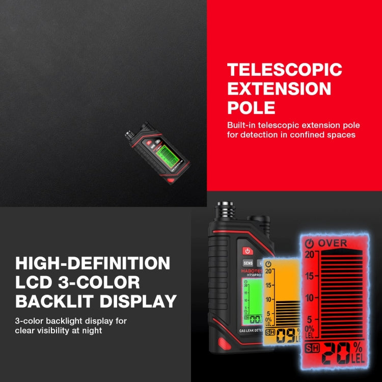 HABOTEST ポータブル充電式ガス検知器、HT629