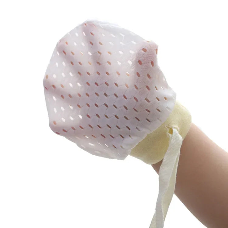 新生児用引っかき防止メッシュミトン 夏用通気性伸縮レース調節可能グローブ、0-18ヶ月用（ピンク）、0-18ヶ月用（イエロー）、0-18ヶ月用（ブルー）、0-10ヶ月用（ピンク）、0-10ヶ月用（イエロー）、0-10ヶ月用（ブルー）