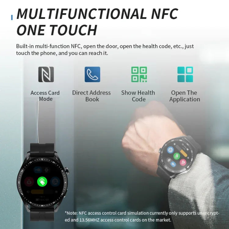 HW28 1.39インチ IP67防水 健康モニタリング Bluetooth通話スマートウォッチ NFC決済対応