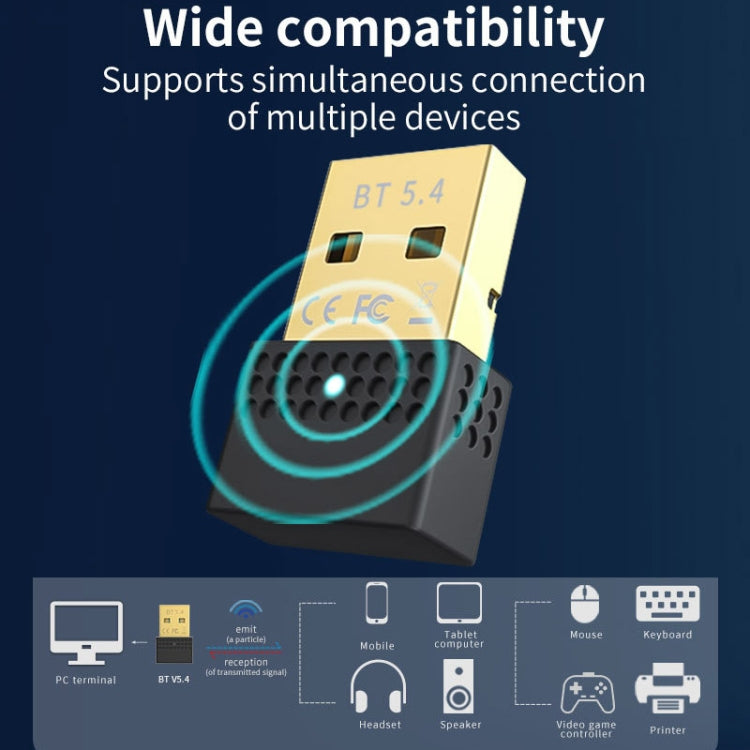 USB Bluetooth 5.4アダプター トランスミッター レシーバー BluetoothオーディオPCアダプター, Bluetooth 5.4