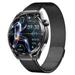 F200 スマート健康ウォッチ ECG心電図 血糖値モニタリング 1.55インチラウンドスクリーン、ブラックシリコン、ブラックレザー、ブラックブラウンレザー、ブラックミラン、ブラック3ビーズスチール、ブラックバンブー、ブラックグレーシリコン