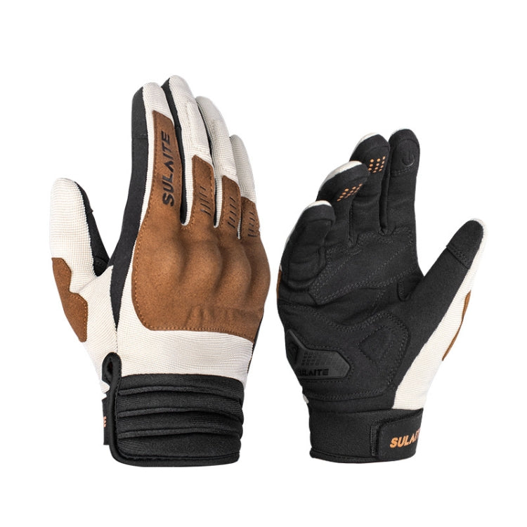 SULAITE バイク用通気性導電タッチスクリーン フルフィンガーグローブ M、L、XL、XXL