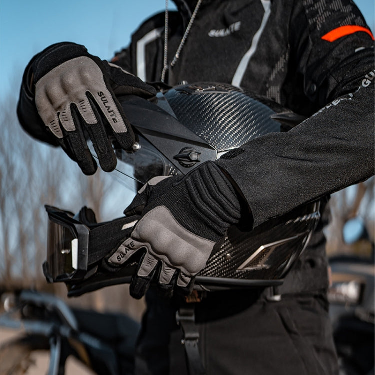 SULAITE バイク用通気性導電タッチスクリーン フルフィンガーグローブ M、L、XL、XXL