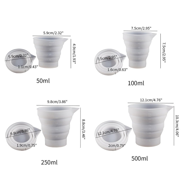 折りたたみDIYエポキシ計量カップ シリコーン型 キャンドル石膏接着剤混合カップ、5個50ml、5個100ml、2個250ml、2個500ml