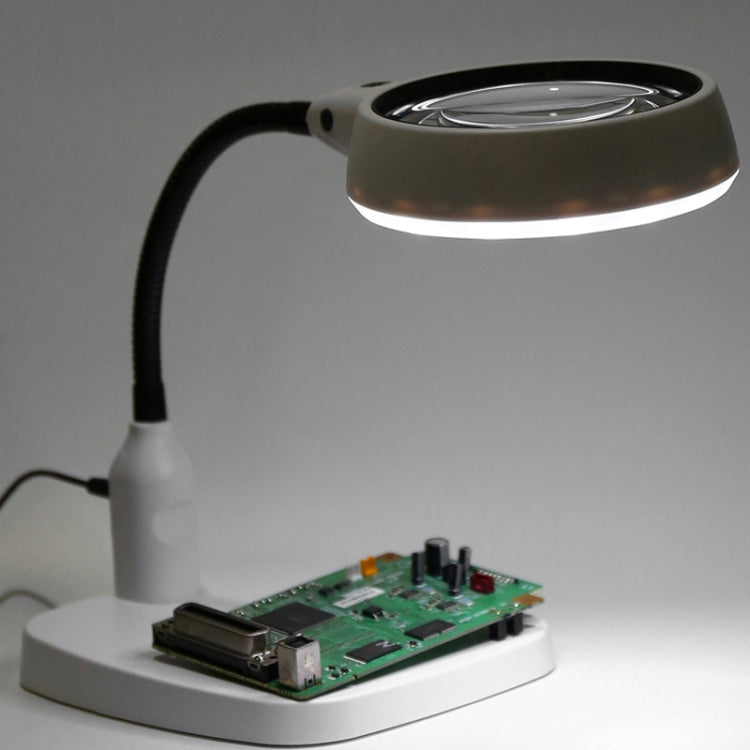 21個のLEDライト付きデスクトップ 10倍HD読書修理用金属ホース拡大鏡、EUプラグ、USプラグ