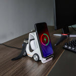 T20S 3-in-1 15W 小型フォークリフト型デスクトップワイヤレス充電器 LED大気ライト付き