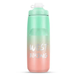 WEST BIKING 750ML 自転車用ウォーターボトル ポータブル アウトドア サイクリング用水筒、ホワイトピンクグラデーション、ブラックグレーグラデーション、ブルーグラデーション、ダークグリーングラデーション、グリーンピンクグラデーション、イエローグリーングラデーション、ブラックグリーングラデーション、ブラックレッドグラデーション