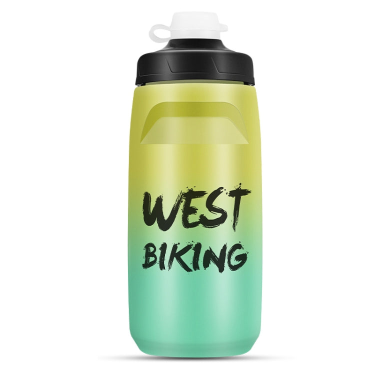 WEST BIKING 620ML 自転車用ウォーターボトル ポータブル アウトドア サイクリング用水筒、ホワイトピンクグラデーション、ブラックグレーグラデーション、ブルーグラデーション、ダークグリーングラデーション、グリーンピンクグラデーション、イエローグリーングラデーション、ブラックグリーングラデーション、ブラックレッドグラデーション