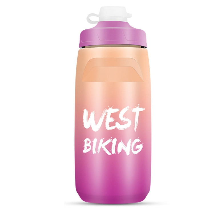 WEST BIKING 620ML 自転車用ウォーターボトル ポータブル アウトドア サイクリング用水筒、ホワイトピンクグラデーション、ブラックグレーグラデーション、ブルーグラデーション、ダークグリーングラデーション、グリーンピンクグラデーション、イエローグリーングラデーション、ブラックグリーングラデーション、ブラックレッドグラデーション
