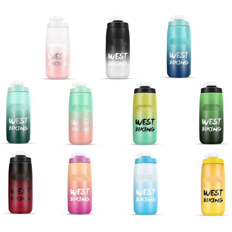 WEST BIKING 620ML 自転車用ウォーターボトル ポータブル アウトドア サイクリング用水筒、ホワイトピンクグラデーション、ブラックグレーグラデーション、ブルーグラデーション、ダークグリーングラデーション、グリーンピンクグラデーション、イエローグリーングラデーション、ブラックグリーングラデーション、ブラックレッドグラデーション