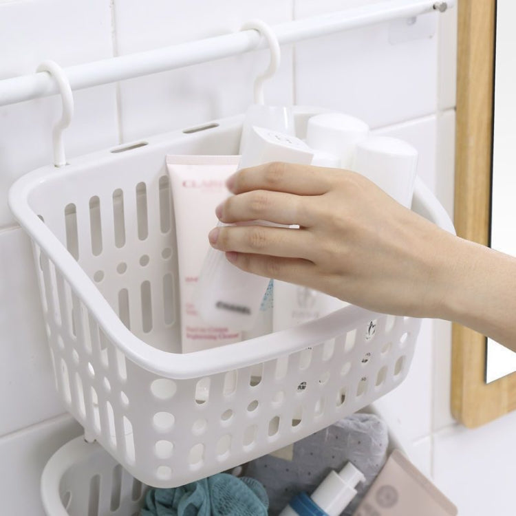 プラスチック吊りバスケット フック付き キッチン収納排水バスケット棚 浴室オーガナイザー、小グレー、小ベージュ、大グレー、大ベージュ