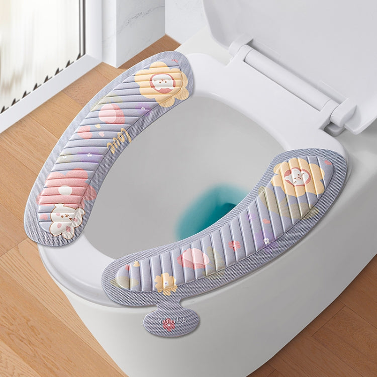 EVA接着式トイレパッド 四季対応ユニバーサル カートゥーンかわいい防水トイレステッカー、グレーひまわり、ピンク月うさぎ