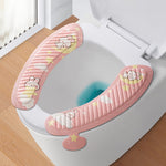 EVA接着式トイレパッド 四季対応ユニバーサル カートゥーンかわいい防水トイレステッカー、グレーひまわり、ピンク月うさぎ