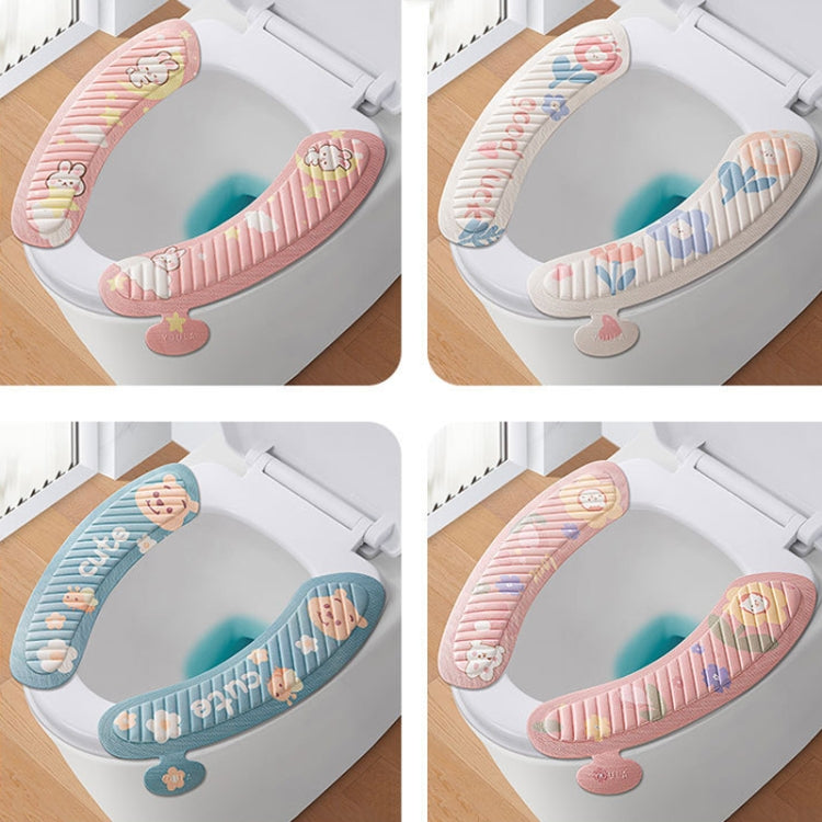EVA接着式トイレパッド 四季対応ユニバーサル カートゥーンかわいい防水トイレステッカー、グレーひまわり、ピンク月うさぎ