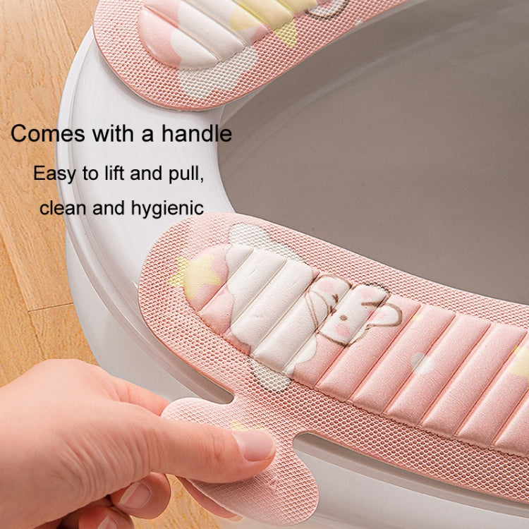 EVA接着式トイレパッド 四季対応ユニバーサル カートゥーンかわいい防水トイレステッカー、グレーひまわり、ピンク月うさぎ