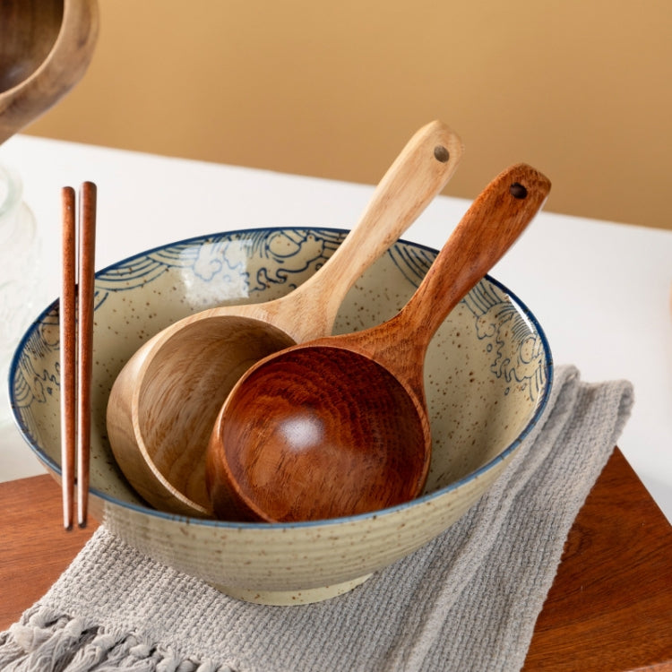 家庭用 木製長柄 大型スープスプーン 麺用スプーン 水すくい、タノーク（古漆色）、タノーク（原色）、アカシア