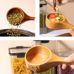 家庭用 木製長柄 大型スープスプーン 麺用スプーン 水すくい、タノーク（古漆色）、タノーク（原色）、アカシア