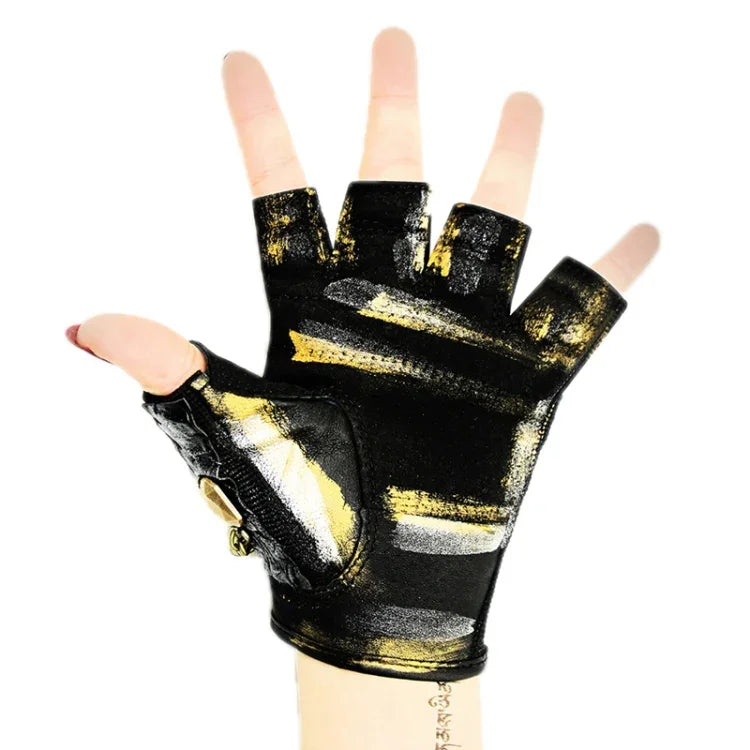 Punk Biker Half Finger Gloves Halloween Accessories, S, M, L, XL