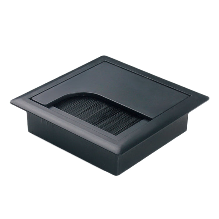 ABS Table Rectangle Wire Hole Cover Outlet Port With Brush PC Desk Cable Organizer, 80x80mm Black, 80x80mm Silver, 80x160mm Black, 80x160mm Silver, 80x160mm White, 100x200mm Silver