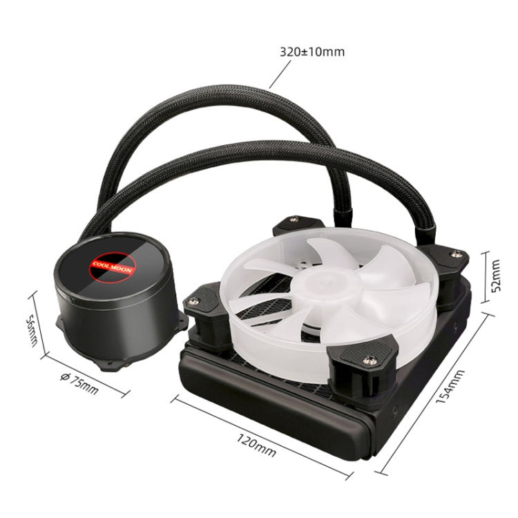 COOLMOON RGB120 5V ARGB一体型シングルローマルチプラットフォームCPUクーラー, RGB120