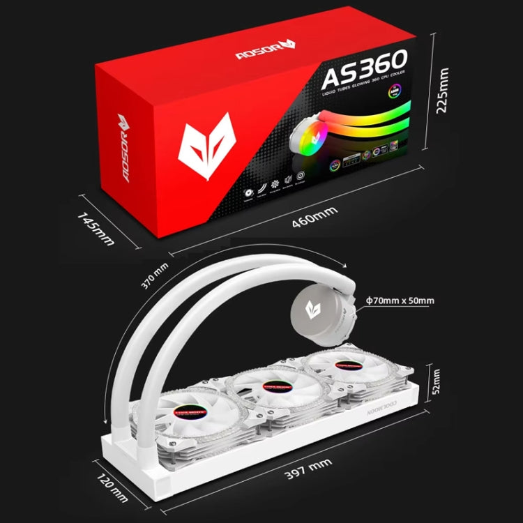 COOLMOON AS360 マジックダイヤモンドエディション コンピュータークーラー ARGB 水冷ライト一体型CPUラジエーター, AS360