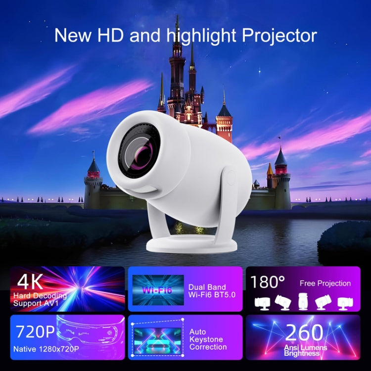 HY400 Android 12.0 システム インテリジェントプロジェクター ポータブル家庭用プロジェクター、USプラグ、EUプラグ、UKプラグ、AUプラグ