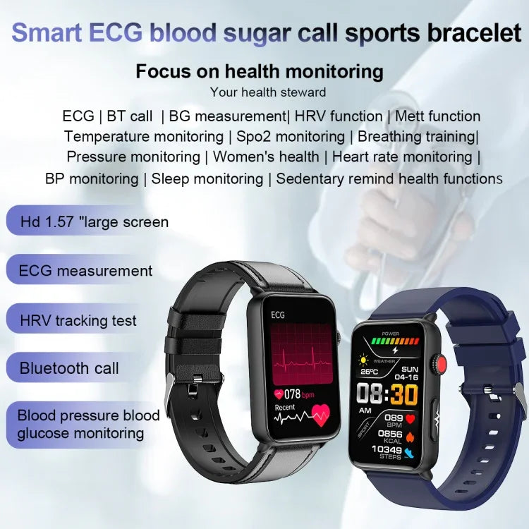スマートウォッチリング ECG 体温 心拍数 血圧 健康 Bluetooth 通話対応ウォッチ、ブラックシリコン、レッドシリコン、ブルーシリコン、ブラックレザー、ブラウンレザー