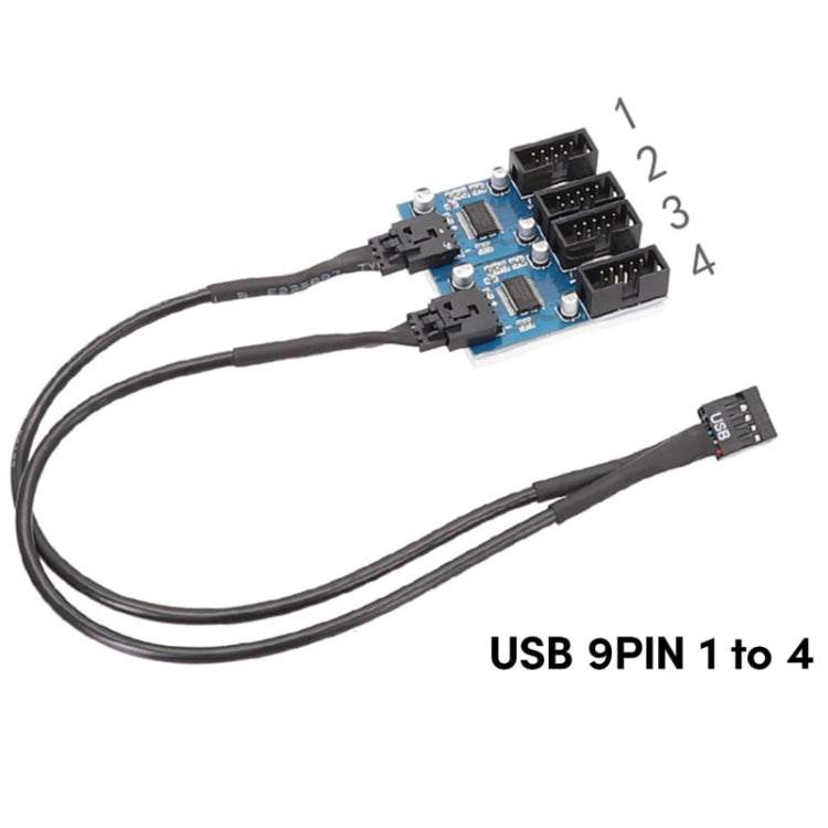 マザーボード 9ピン USB2.0 1入力4出力延長ケーブル チップ搭載 複数インターフェース対応 共有用, 1入力4出力